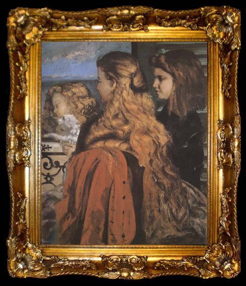 framed  Gustave Courbet Three girl, ta009-2